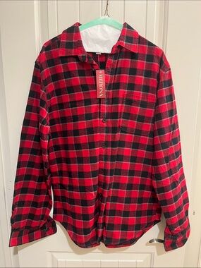 Merona Red and Black Buffalo Plaid Button-Down Shirt